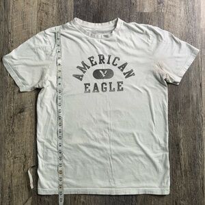 Men’s Small White American Eagle Outfitters Gray Logo Cotton Tee Good Condition